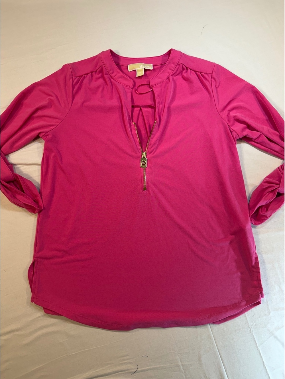 Michael Kors Pink Zip Front Blouse Size M